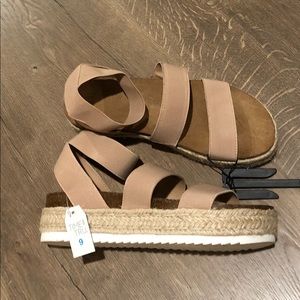 Time and Tru Blush Espadrille Platform Sandals